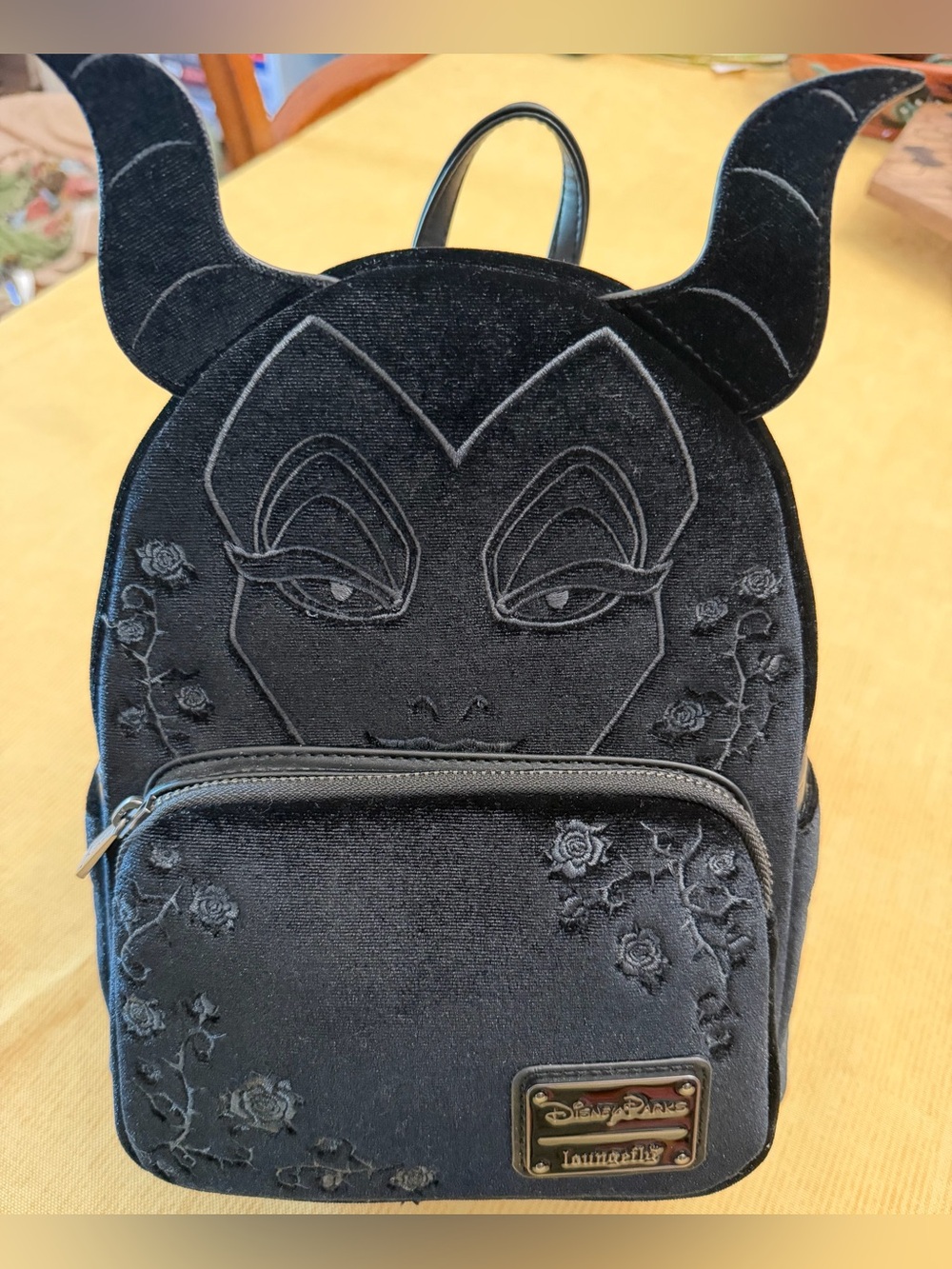 Disney Parks Loungefly Maleficent Black Velvet Mini Backpack NWT Disney Villains